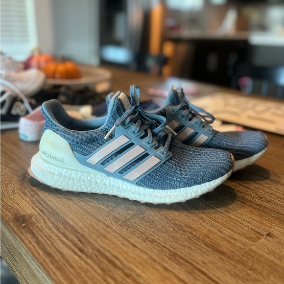 Adidas Ultra Boost Blue and White Running Shoes - Picture 1 of 2